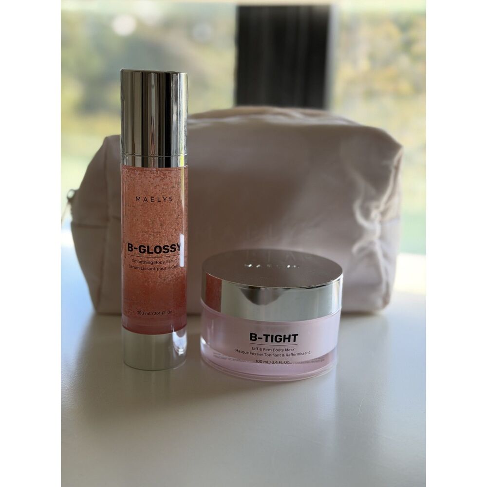 MAËLYS Cosmetics 3-Pc Body Care Set B-TIGHT Mask B-GLOSSY Serum Bag NWOB